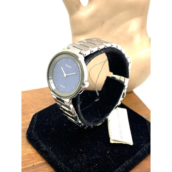 Seiko Women's Watch SUP385 Solar Blue Dial Silver Stainless Steel 28mm - Picture 2 of 14